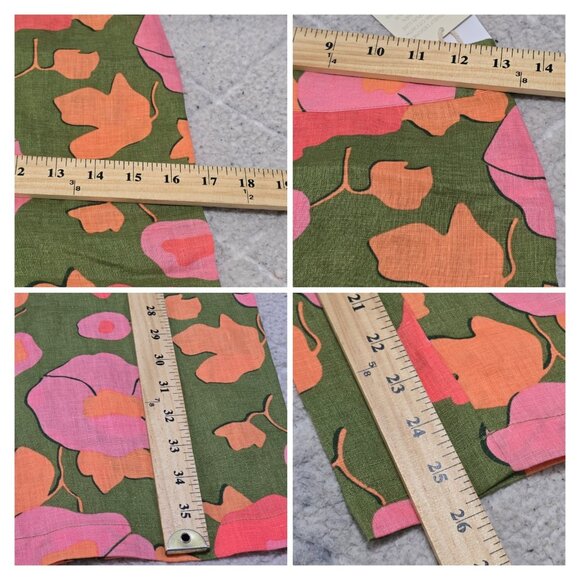 Magaschoni Womens Green Floral Linen Pants Cropped Wide Leg High Rise Size S NWT - Picture 9 of 10